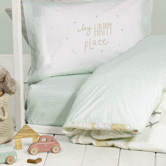Σεντόνια Σετ Μονά με Λάστιχο Βαμβακερά "Happy Place" Nima Home - Nima - MyHouseandKids