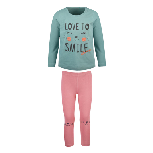 Σετ Αχνούδιαστο  Κοράλ- Πετρόλ "Love to Smile Always" - Energiers - MyHouseandKids