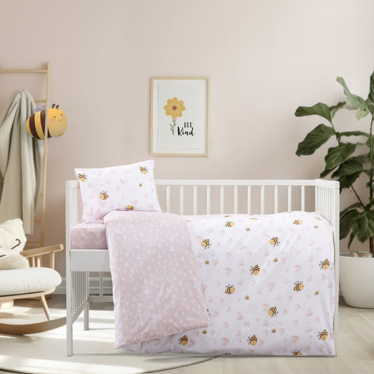 Σετ Βρεφικά Σεντόνια Κούνιας Mε Λαστιχο Bee Love - NimaHome-Cocoon - MyHouseandKids