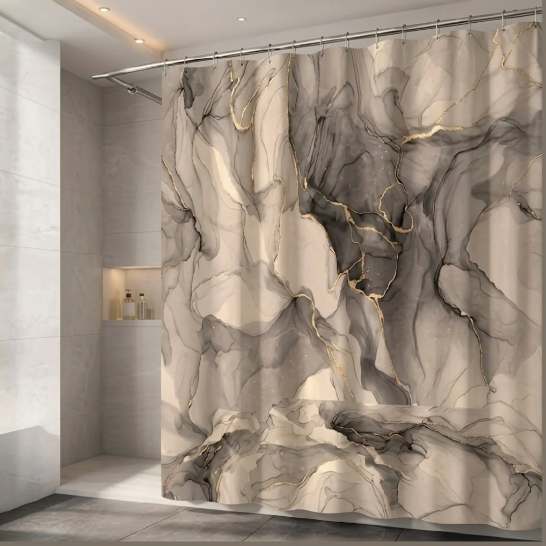 Κουρτίνα Μπάνιου Σχ.Marble grey 180x200cm - Flamingo - MyHouseandKids