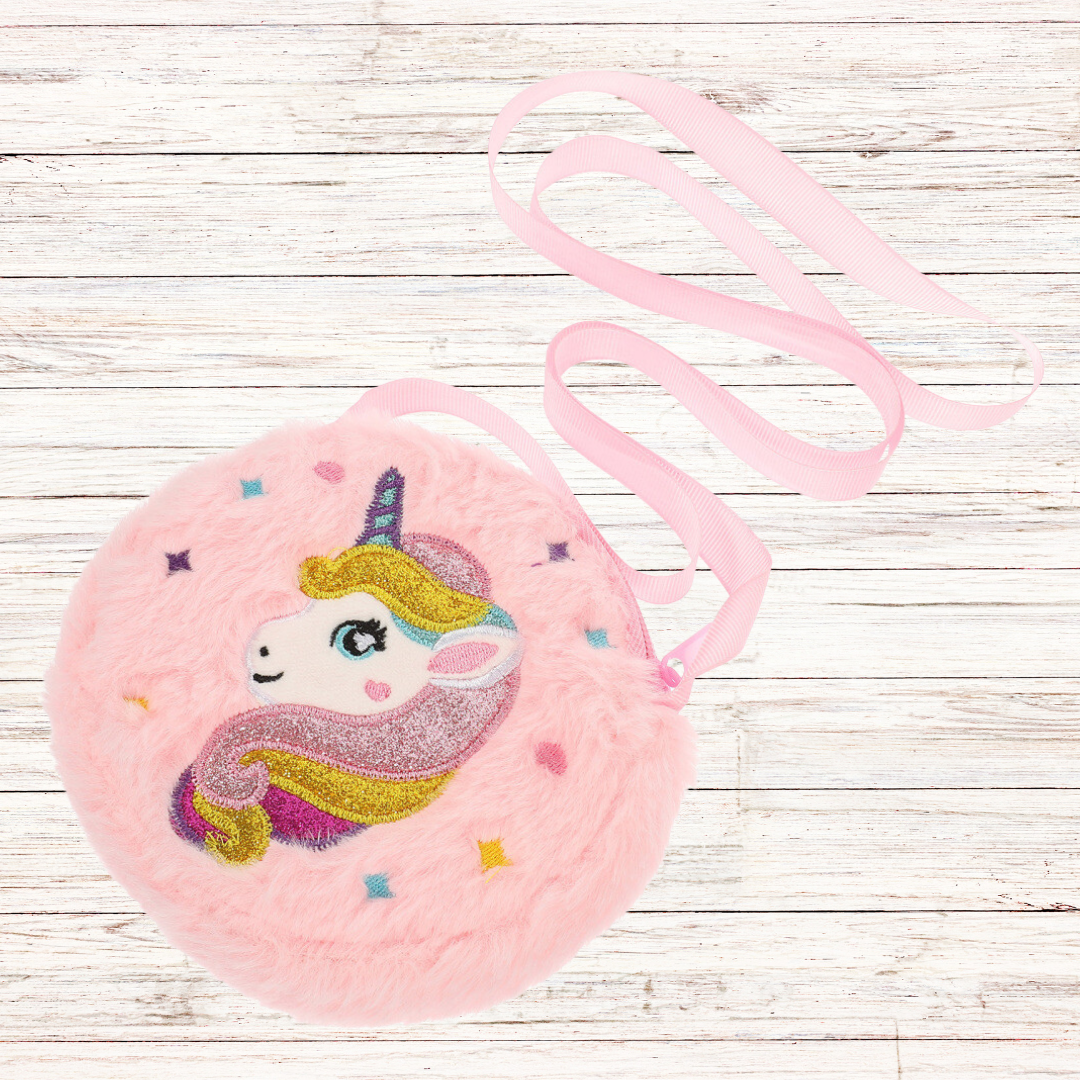 Τσαντάκι Βελουτέ Στρογγυλο Ροζ - MyHouseandKids