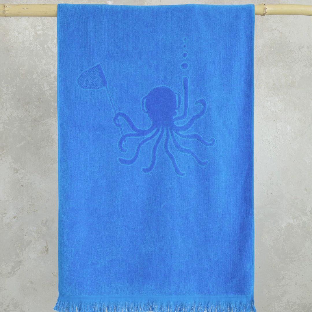 Πετσέτα Θαλάσσης Μπλε Octopus Jacquard - ΝImaHome - MyHouseandKids