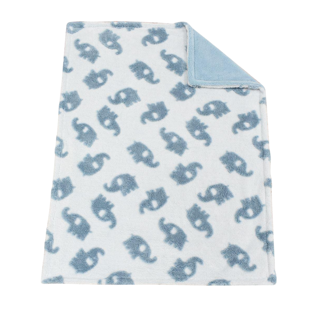 Κουβερτακι Sherpa Jacquard 70x100cm Elephant Μπλε - Dimcol - MyHouseandKids