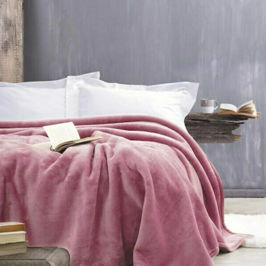 Κουβέρτα Βελουτέ Soft Velvet 160x220εκ. Dusty Pink - Flamingo - MyHouseandKids