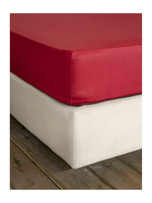 Σεντόνι Βαμβακοσατέν Γίγας  με Λάστιχο Superior Satin Red 180x200x32cm - Nima - MyHouseandKids