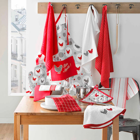 Σετ πιάστρα-γάντι Σχ. Suzette 100% Cotton Γκρι - Κόκκινο - Flamingo - MyHouseandKids