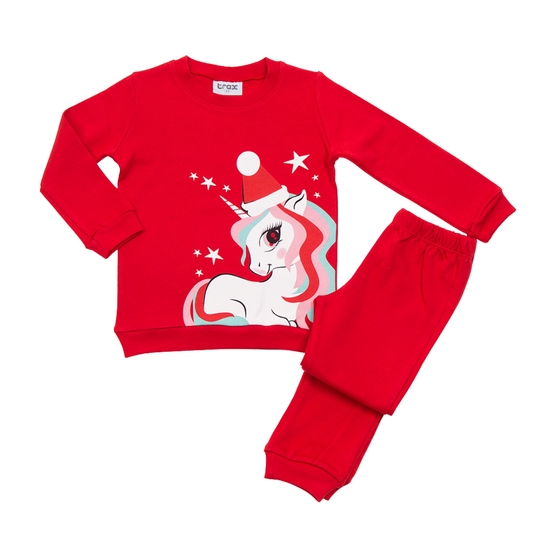 Πυζάμες Βαμβακερες Κόκκινες-pitzames-paidikarouxa-vamvakera-xeimerina-monokeros-koritsi-kokkino-trax-myhouseandkids