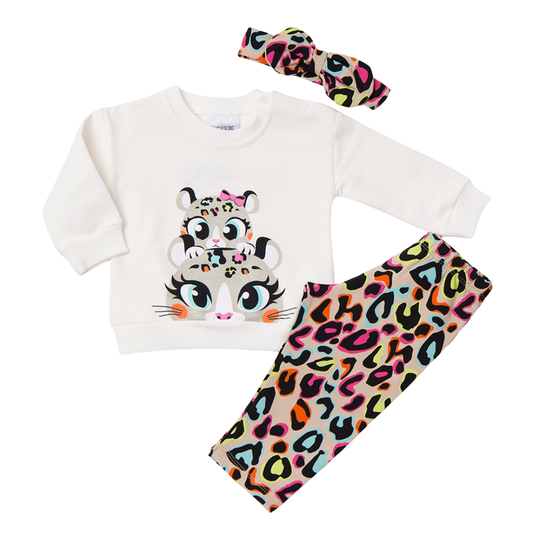 Φόρμα Βρεφική Εκρού + Ασορτί Κορδέλα Μαλλιών - Trax - MyHouseandKids