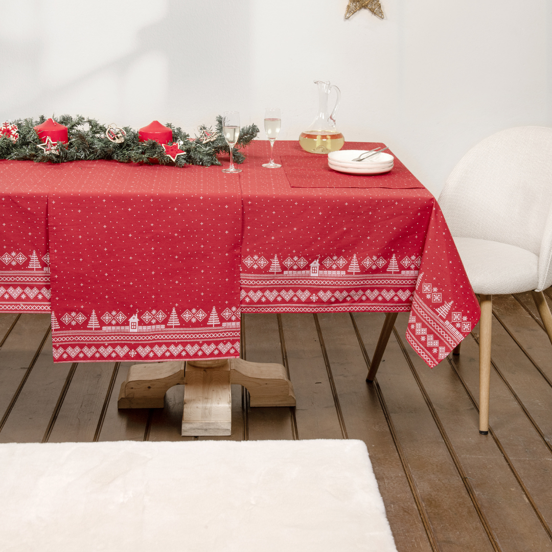 Χριστουγενιατικο Τραπεζομαντηλο Κόκκινο Wonderland 150x220cm - Nima - MyHouseandKids