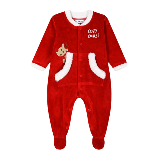 Xριστουγενιάτικο Βρεφικό Φορμάκι Βελουτέ Κόκκινο - Energiers - MyHouseandKids