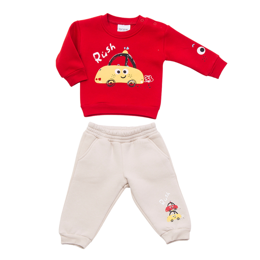 Βρεφικό Σετ Φόρμας Xειμερινό Κόκκινο - Trax - MyHouseandKids