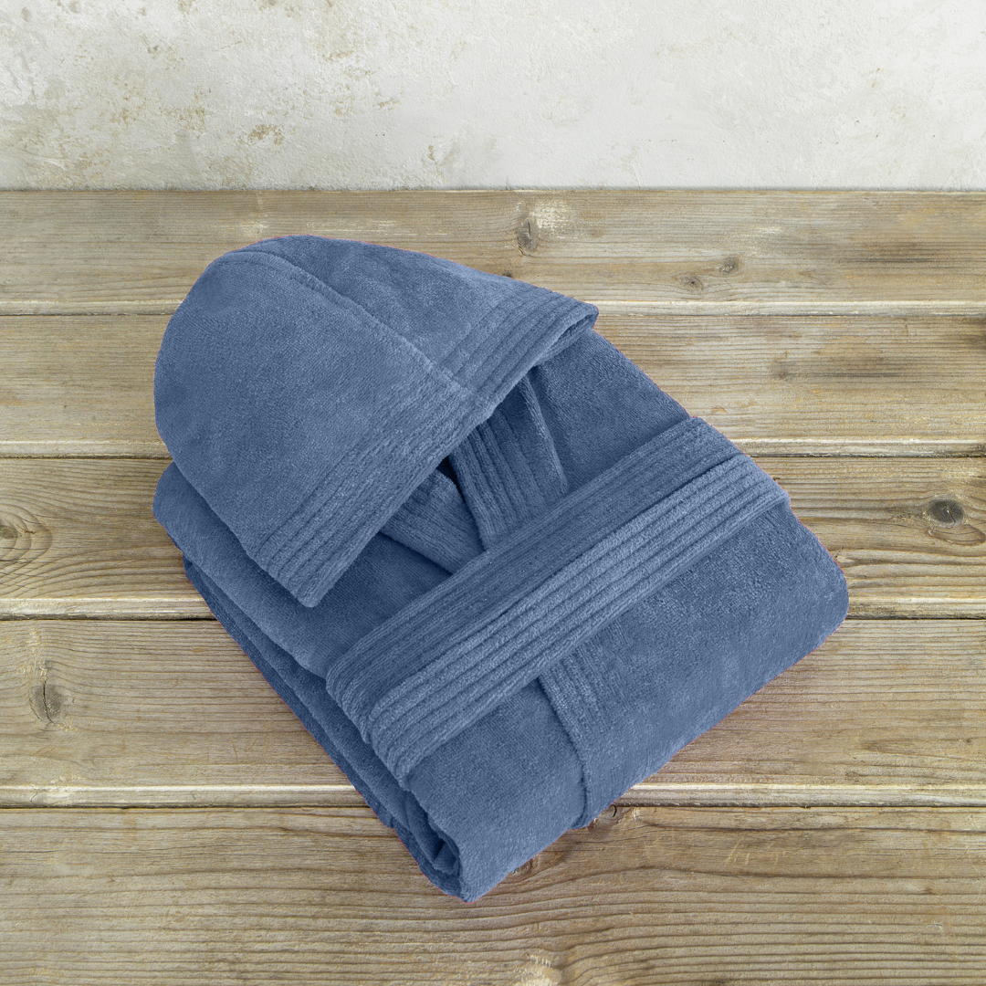 Μπουρνούζι Βελουτέ Με Κουκούλα Zen Shadow Blue Μπλε Nima Home - Nima - MyHouseandKids
