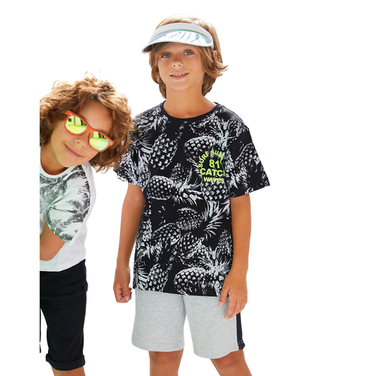 Μπλούζα Μακό με Ανανάδες Μαύρο