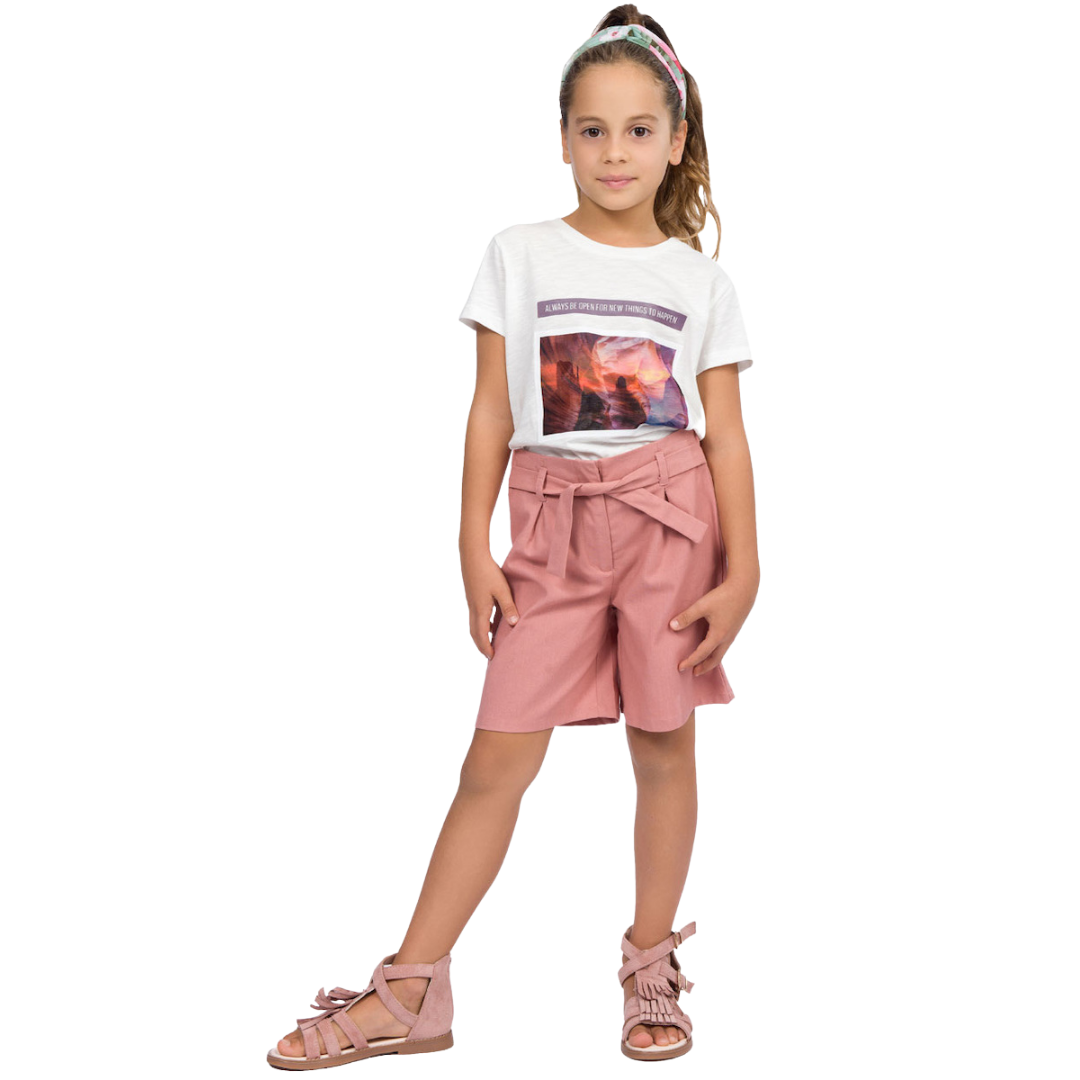 Crop Top Κοντομάνικο για Κορίτσι Εκρού- Energiers - MyHouseandKids