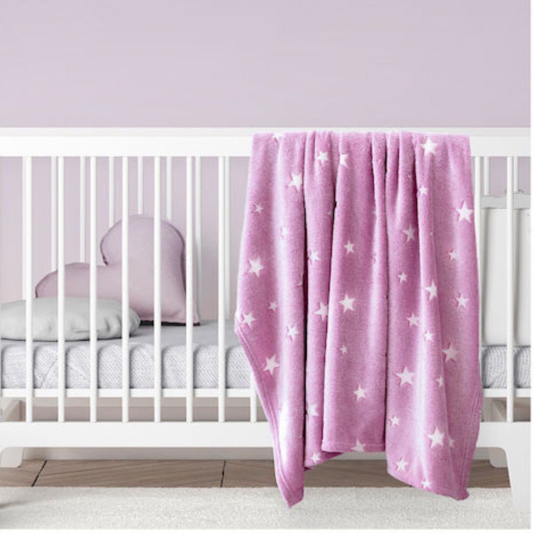 Κουβέρτα Κούνιας Glow Star Fleece Pink 110x140cm - Nima-Kocoon - MyHouseandKids